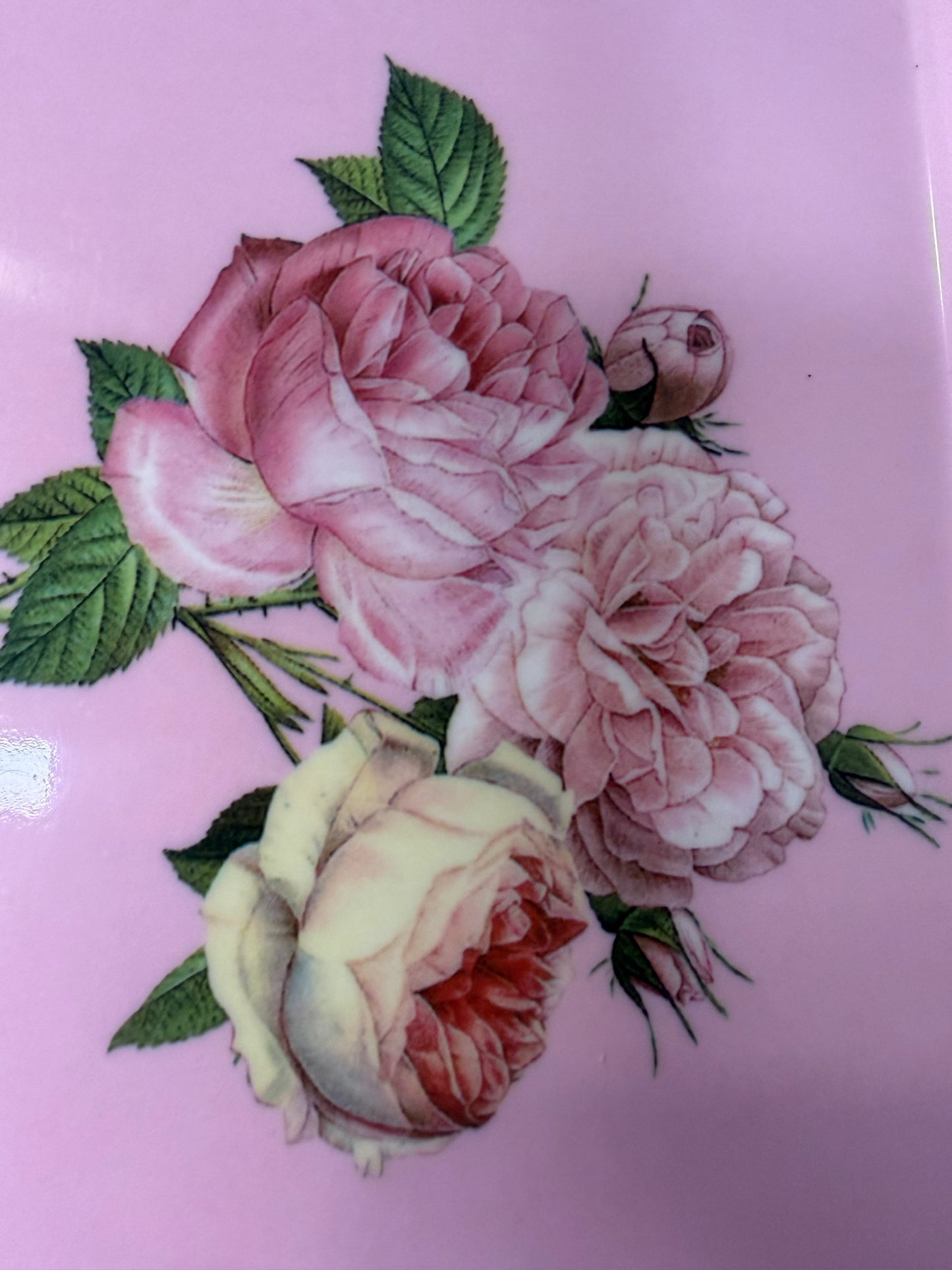 Vintage Pink Floral Melamine Tray