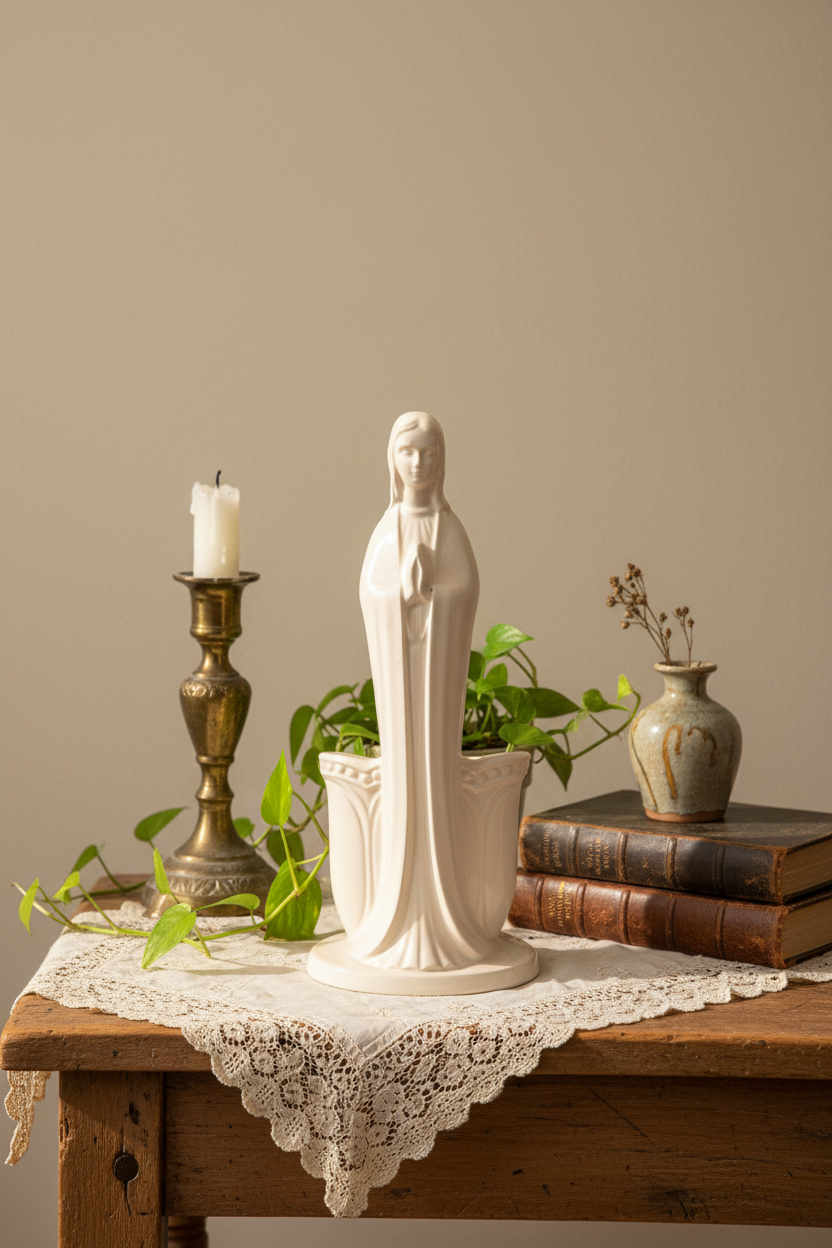 Inarco Vintage Ceramic Praying Madonna Planter – Mid-Century Japan Import