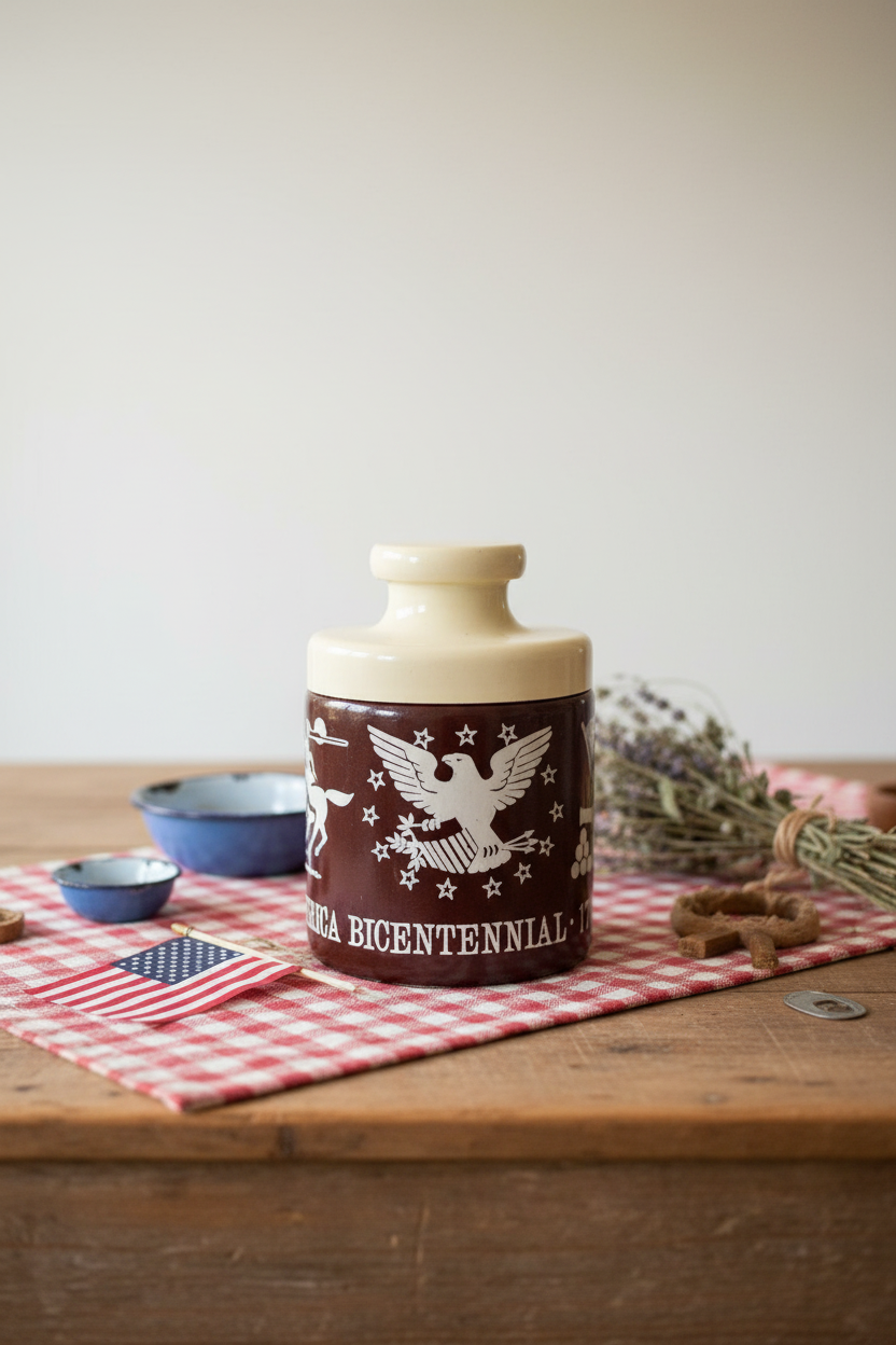 1976 United States Bicentennial Mr. Mustard Glass Jar | Americana Eagle Commemorative Collectible