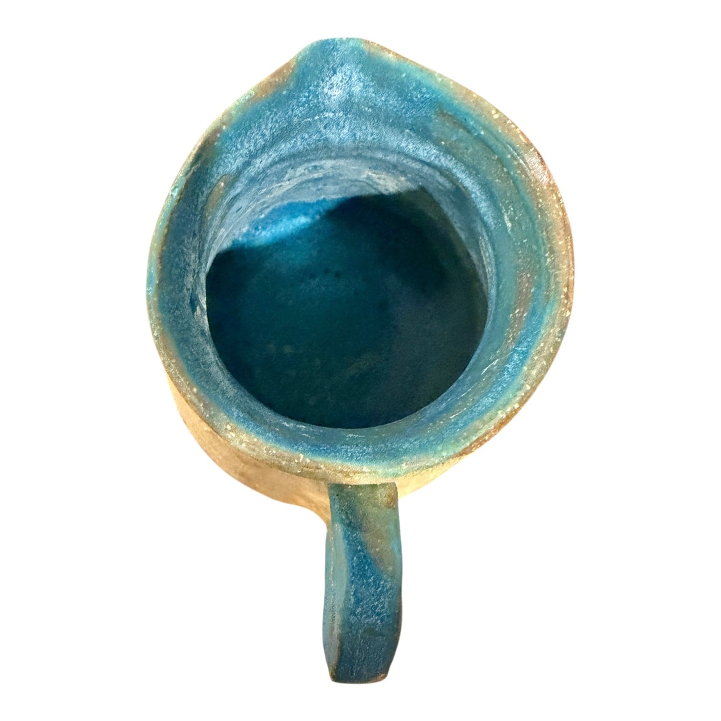 Studio Pottery Pitcher | Vintage Handcrafted Stoneware with Teal Glaze Accent