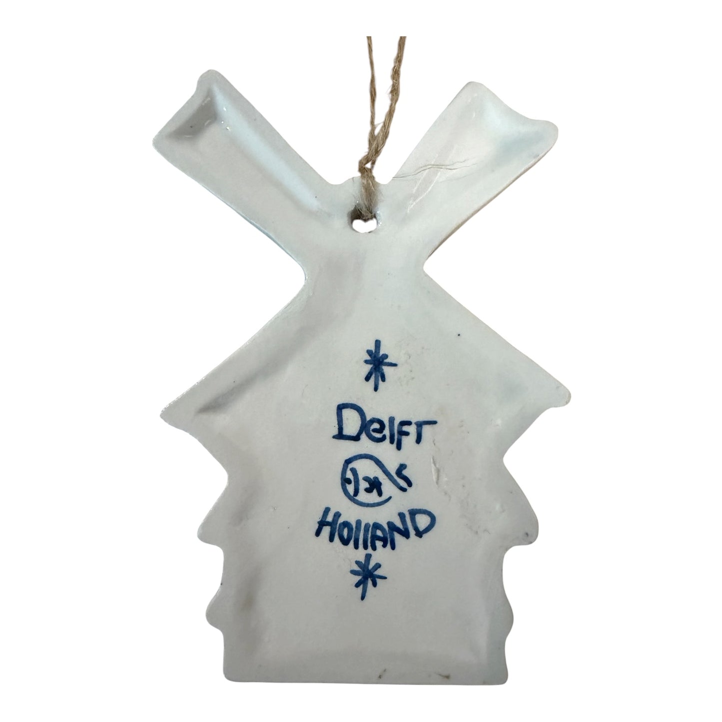 Vintage Delft Blue Windmill Ornament – Hand-Painted Holland Ceramic Decor