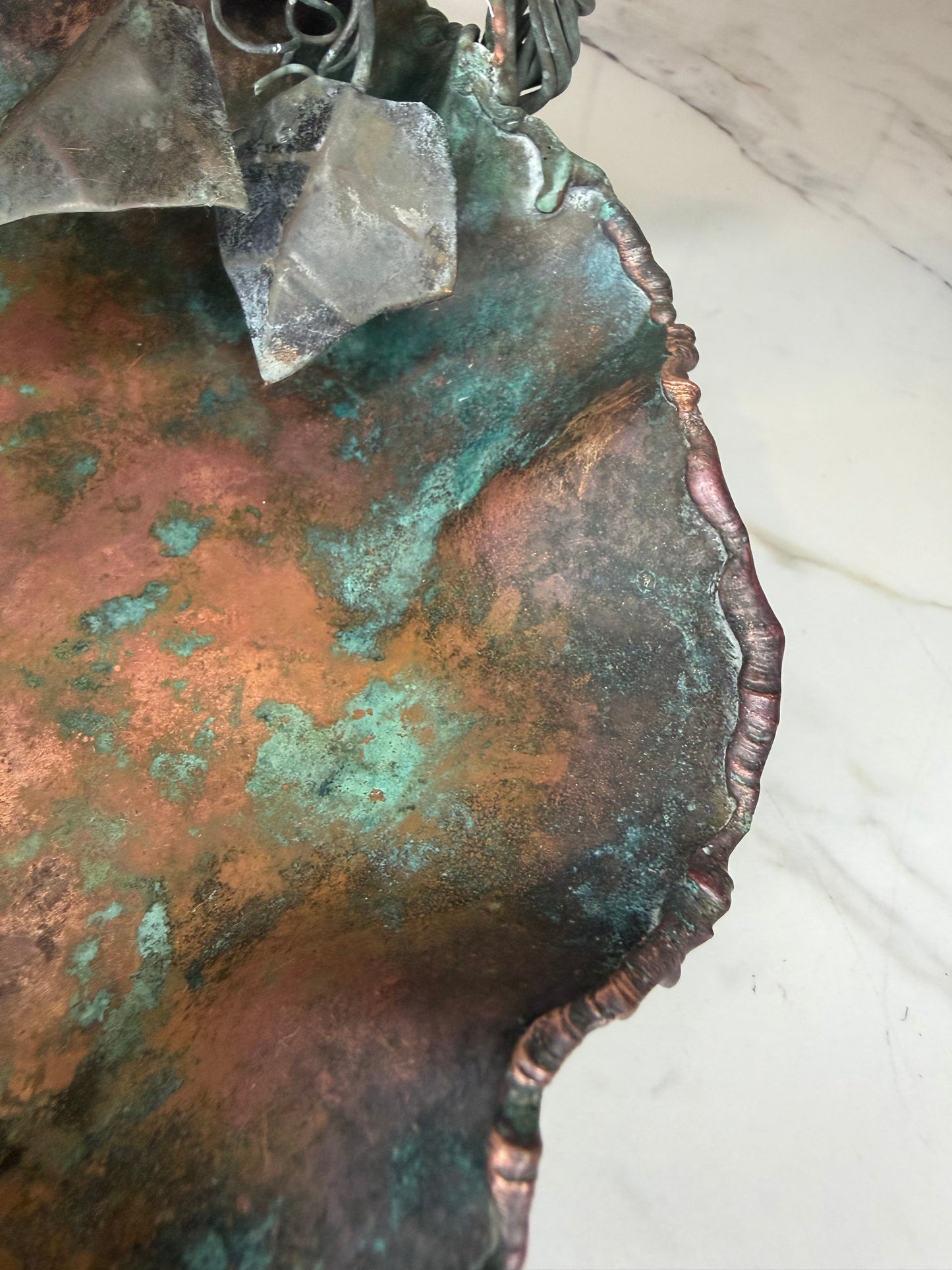 Solid Copper Basket — Heavy, Non-Magnetic, Naturally Patinated