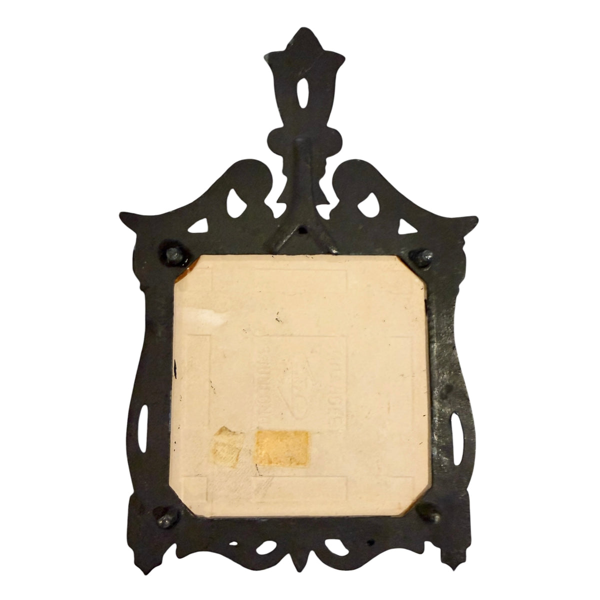 Cast Iron & Ceramic Tile Trivet – Folk Art “Patience” Quote Wall Decor