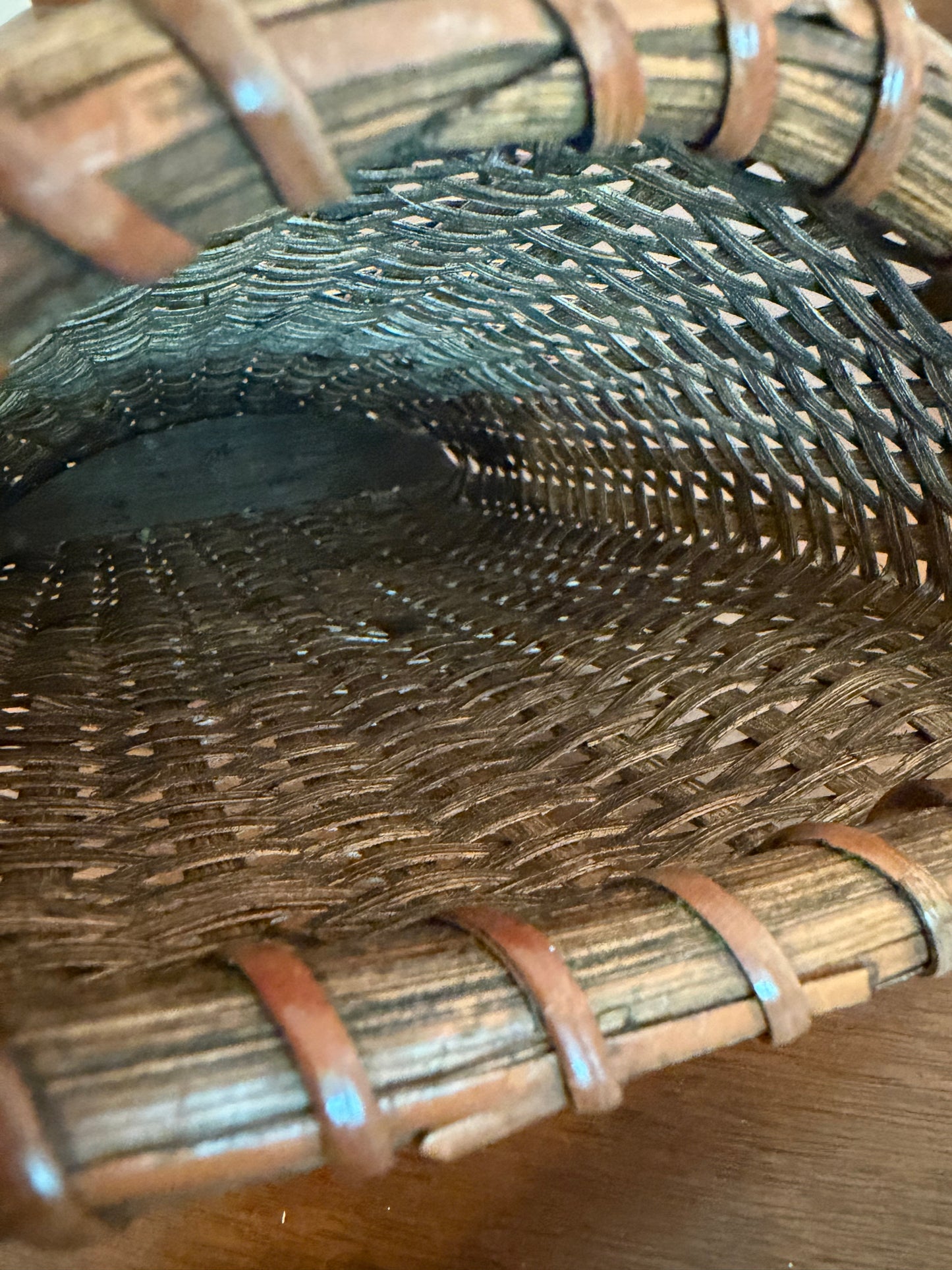 Woven Wicker Gathering Vintage Basket with Wooden Handle | Nantucket-Style Storage Basket