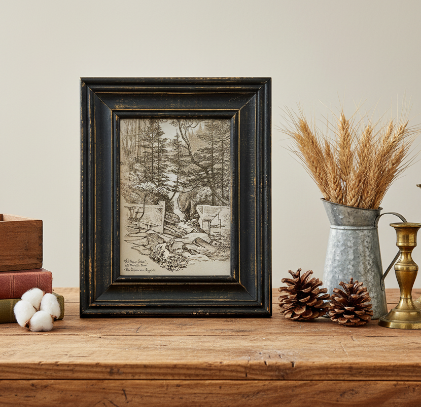 “The Stone Gate” (Scott’s Run with Potomac View) | Framed Flea & Frame Curated Vintage Book Etching