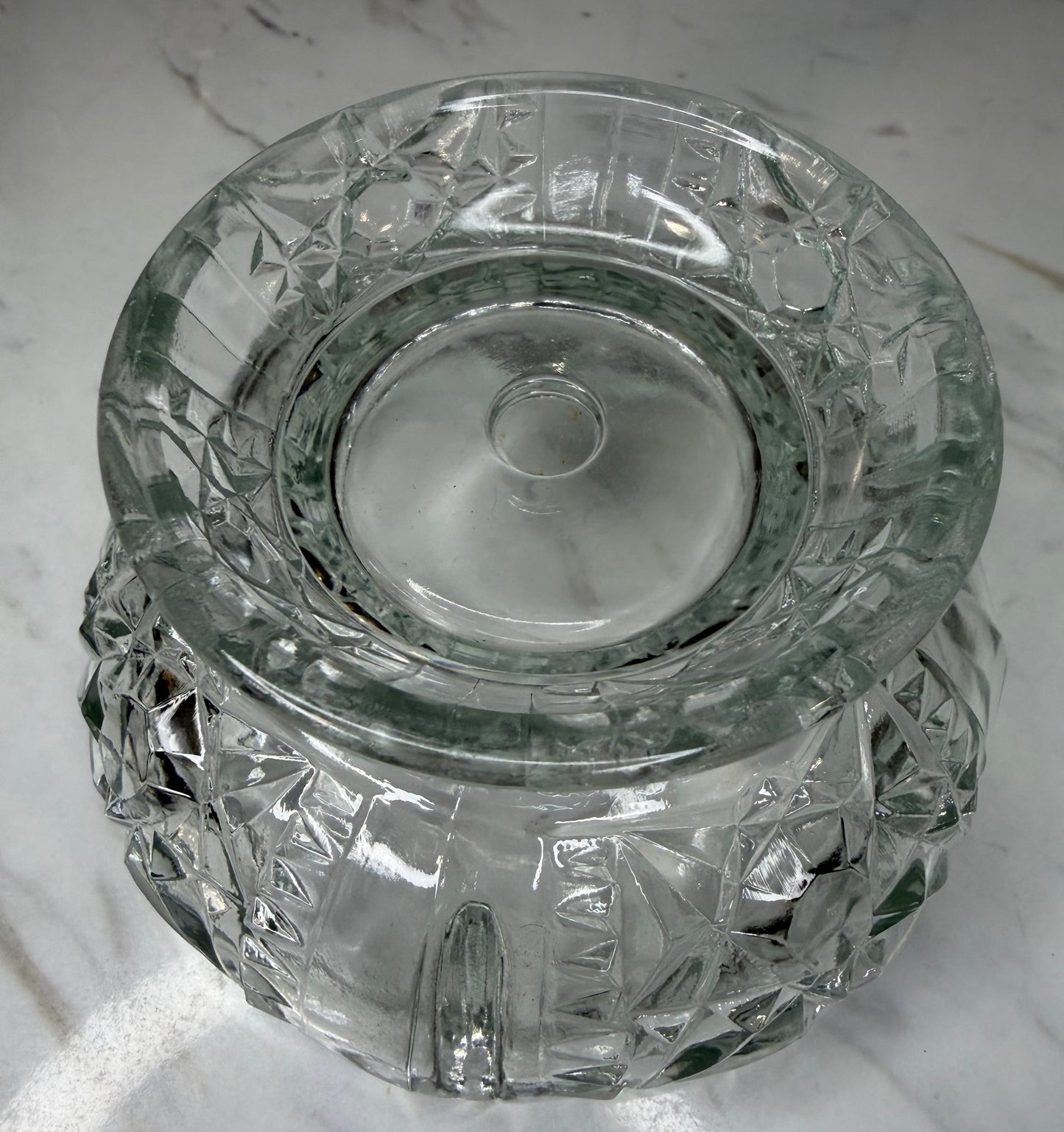 Vintage Indiana Glass “Stars and Bars” Fairy Lamp | Clear Pressed Glass – 2 Piece – 1960s