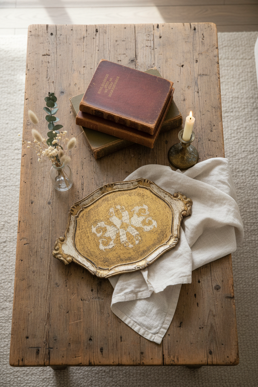 Florentine Gilded Vintage Wood Serving Tray – Hollywood Regency Style