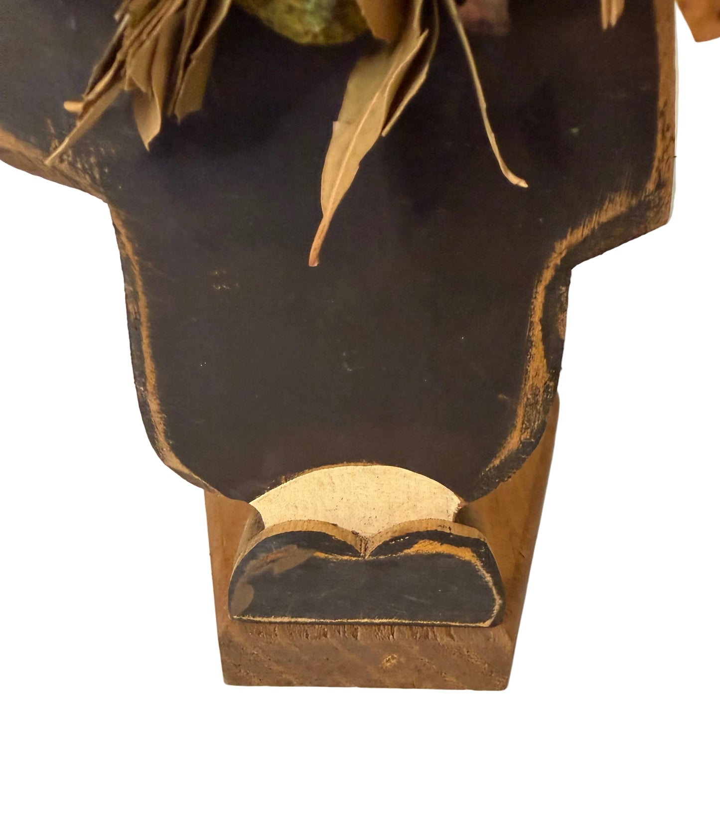 Primitive Wooden Paper Towel Holder with Hand-Painted Pilgrim