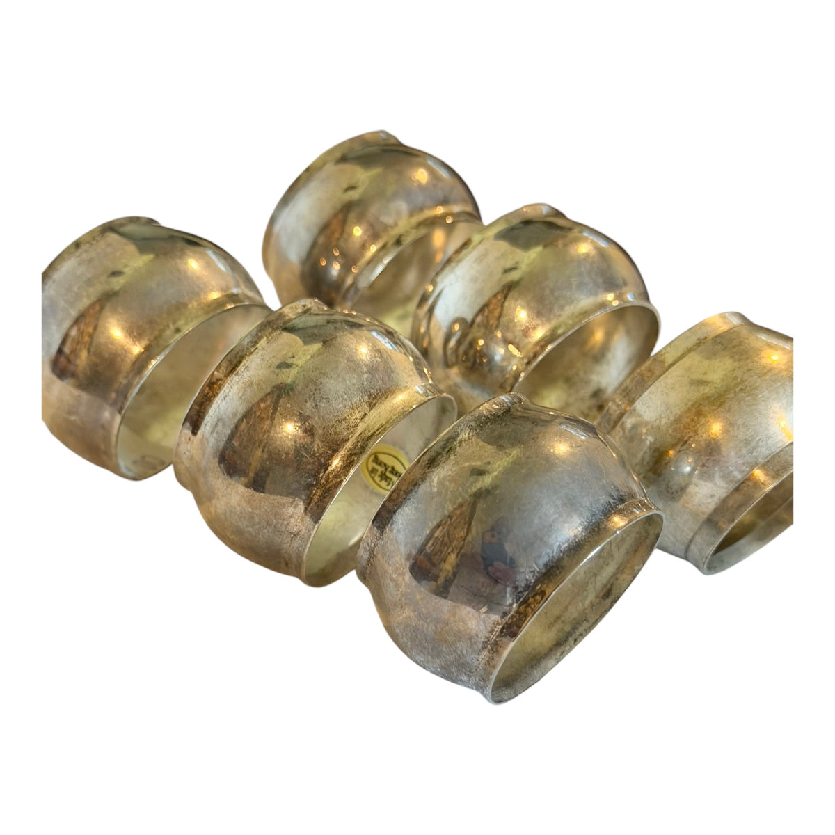 Elder-Beerman Department Store Vintage Silver-Plated Napkin Rings Set of 6 | 1960s–70s Tableware
