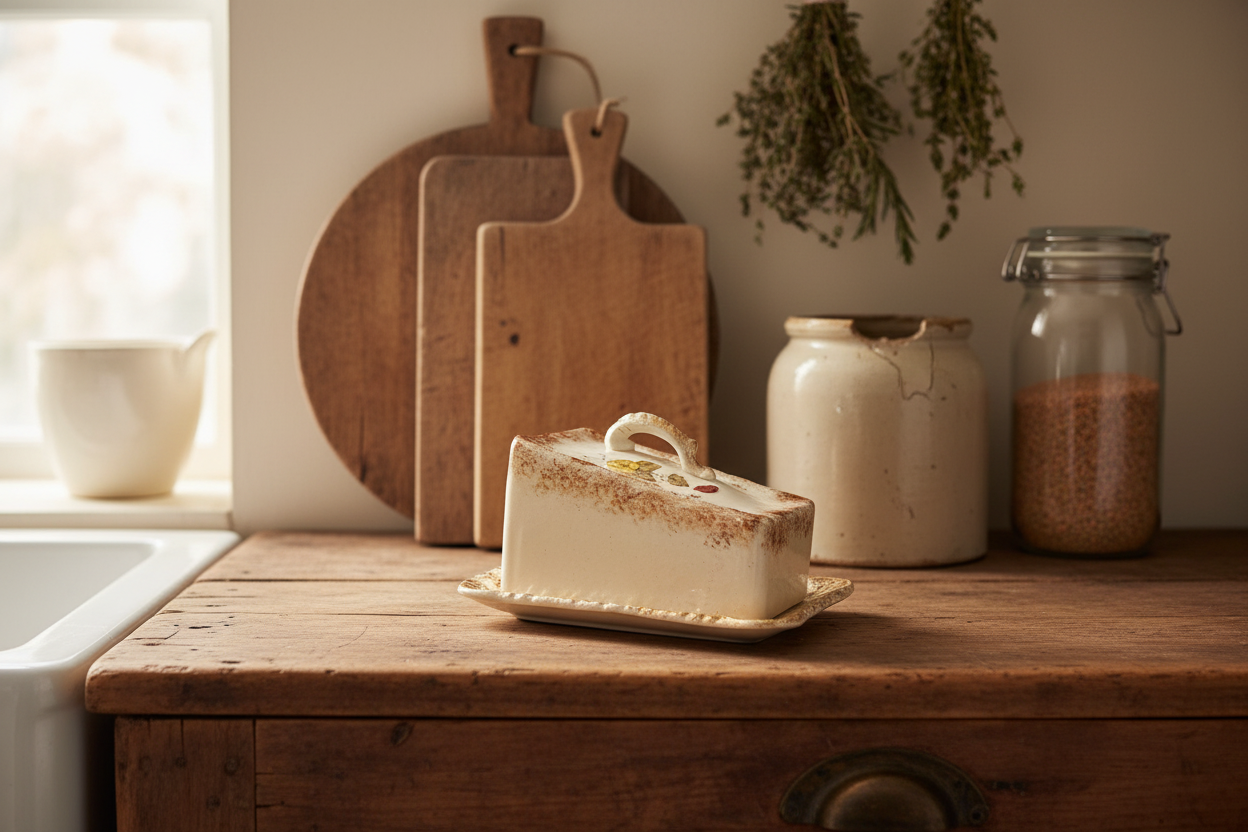 Antique Floral Covered Cheese Keeper / Butter Dish | Circa 1900