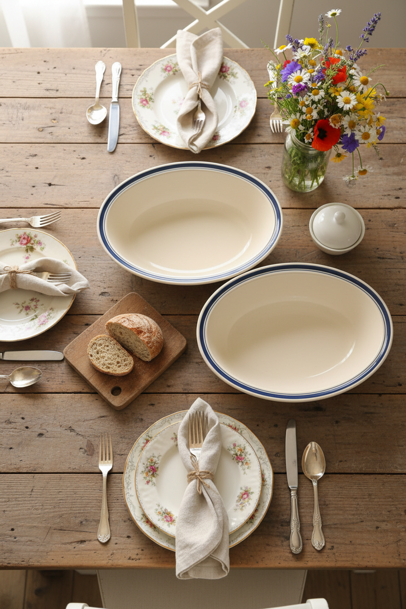 Royal Doulton Set of 2 Vintage Lambethware “Biscay” Stoneware Oval Serving Bowls – Made in England - Cottagecore