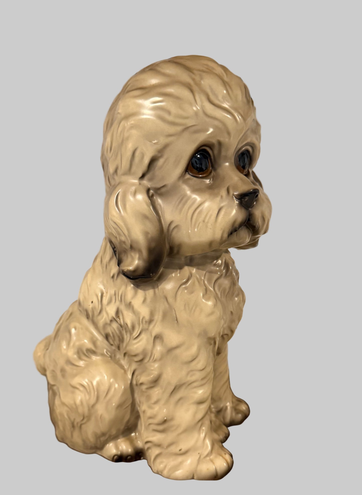 Vintage Mid-Century Ceramic Dog Figurine – Kitsch / Soulful Eyes