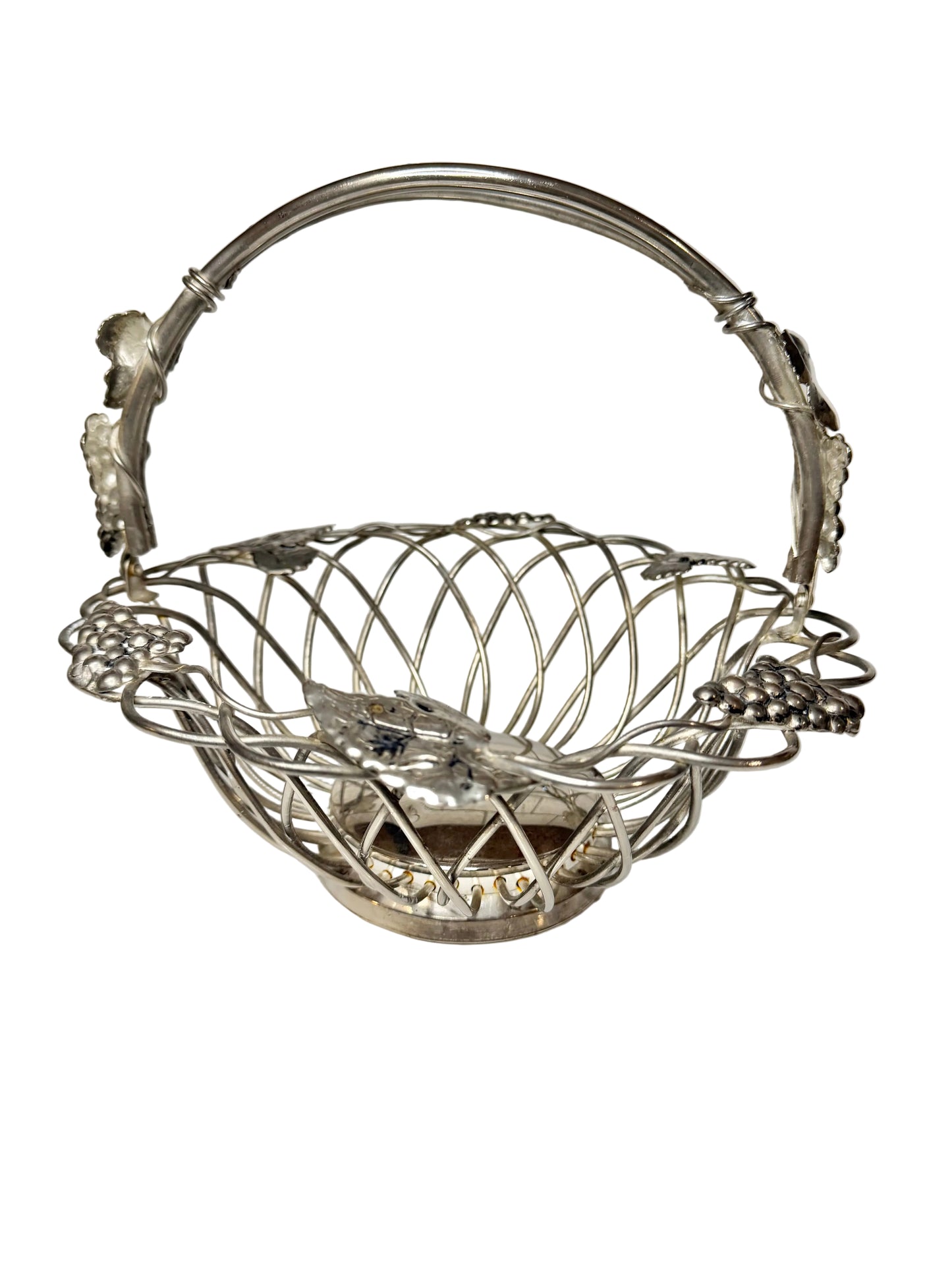 Set of 2 - Vintage Godinger Silver-Plated Grapevine Wire Baskets