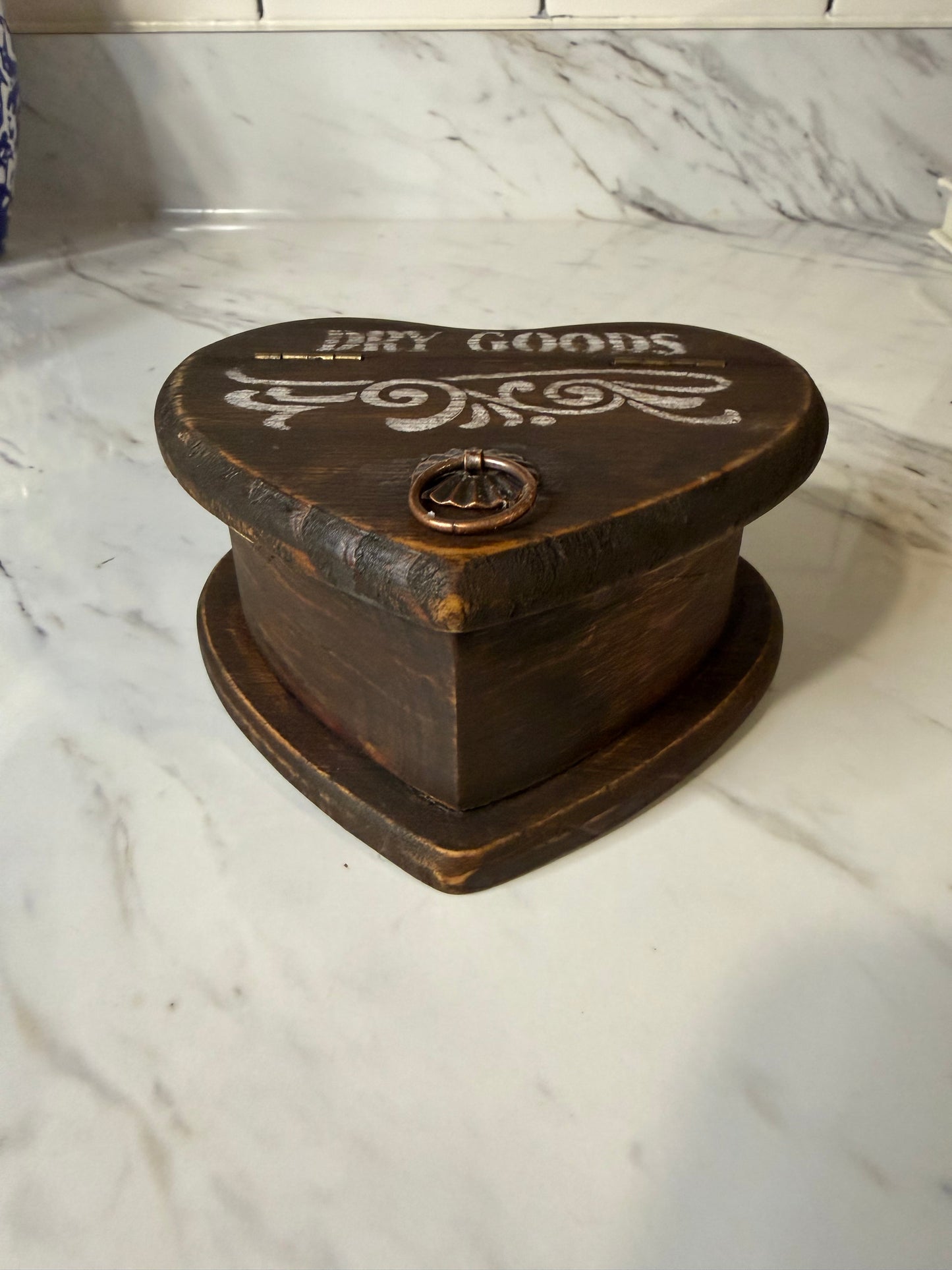 Rustic Wooden Heart-Shaped Box | “Dry Goods” Decorative Storage