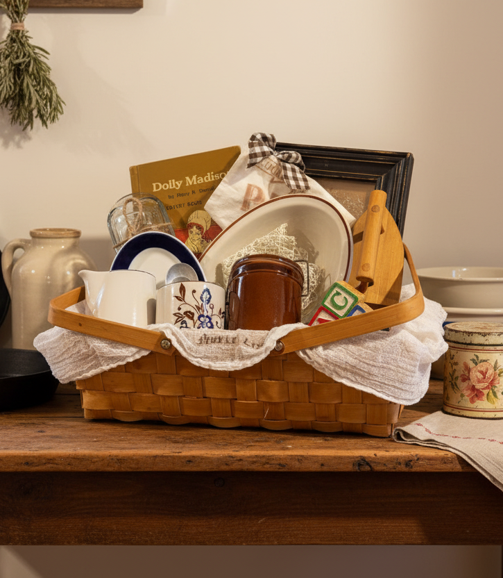 Vintage Curated Farmhouse Gathering Basket | Americana Kitchen & Cottage Collection