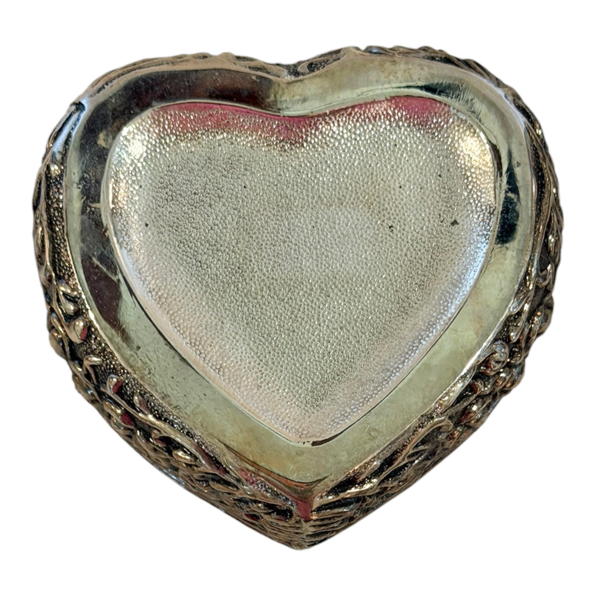 Silver-Plated Vintage Heart Trinket Box with Velvet Lining