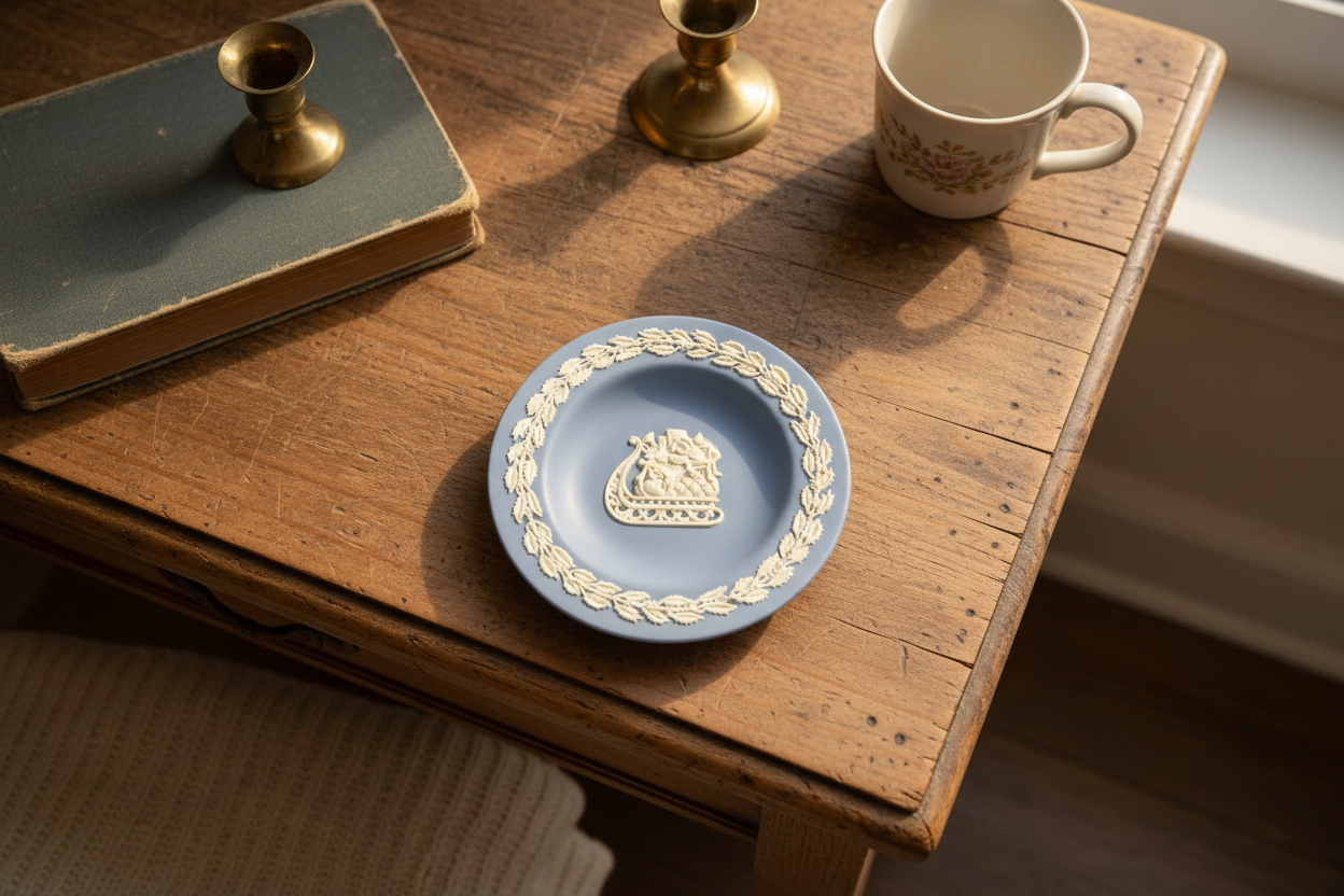 Wedgwood Pale Blue Jasperware Santa’s Sleigh Pin Dish – Holiday Cameo