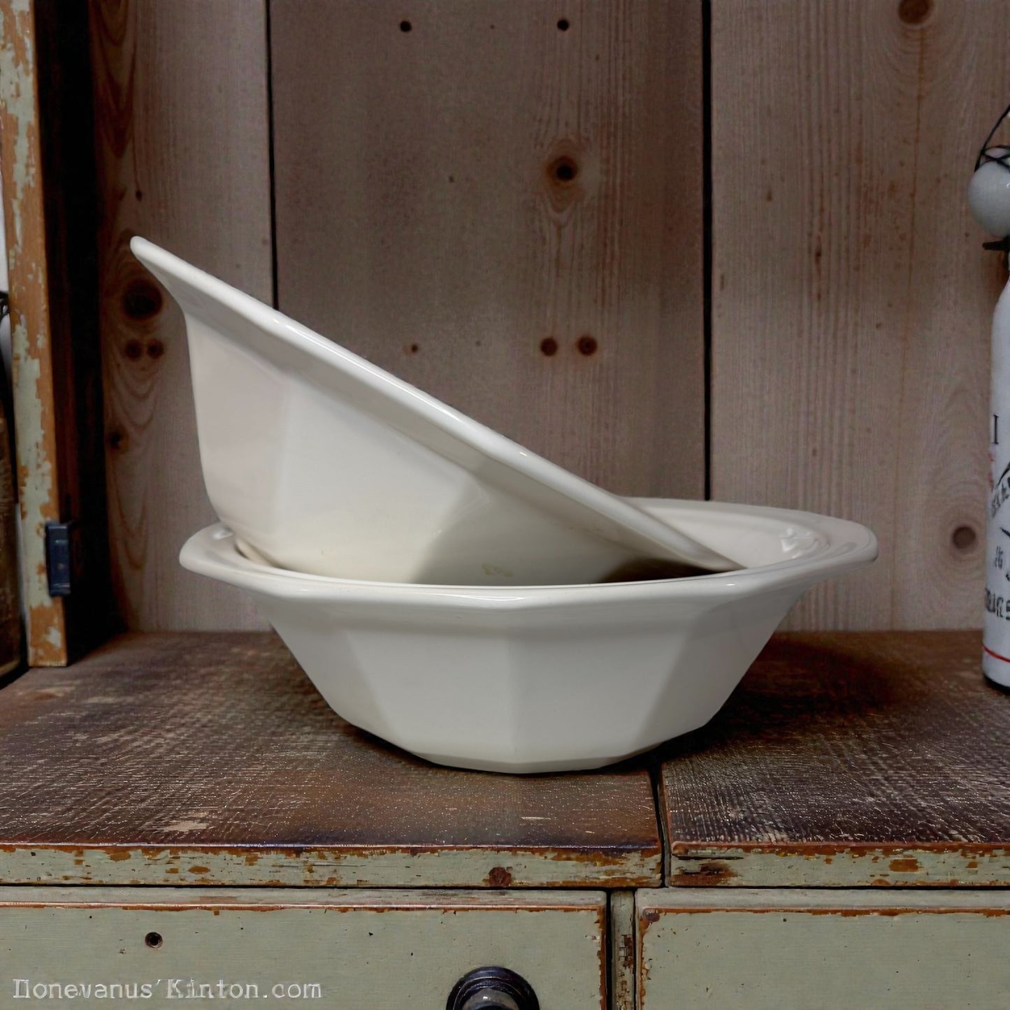 Vintage Set of 2 Pfaltzgraff Heritage White Round Vegetable Serving Bowls | Stoneware