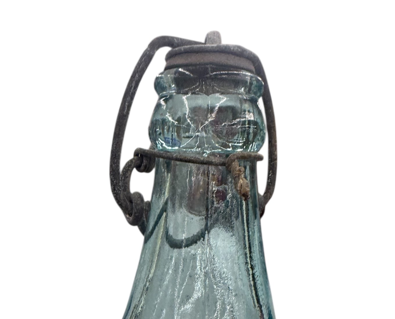 Vintage Aqua Cathedral 12-Sided Soda Water Bottle with Swing-Top Closure | Late 1800s–Early 1900s