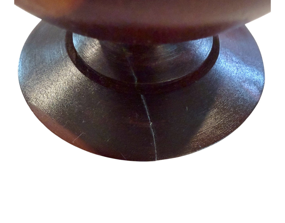 Mid-Century Heavy Solid Turned Wood Mortar & Pestle – Pedestal Base