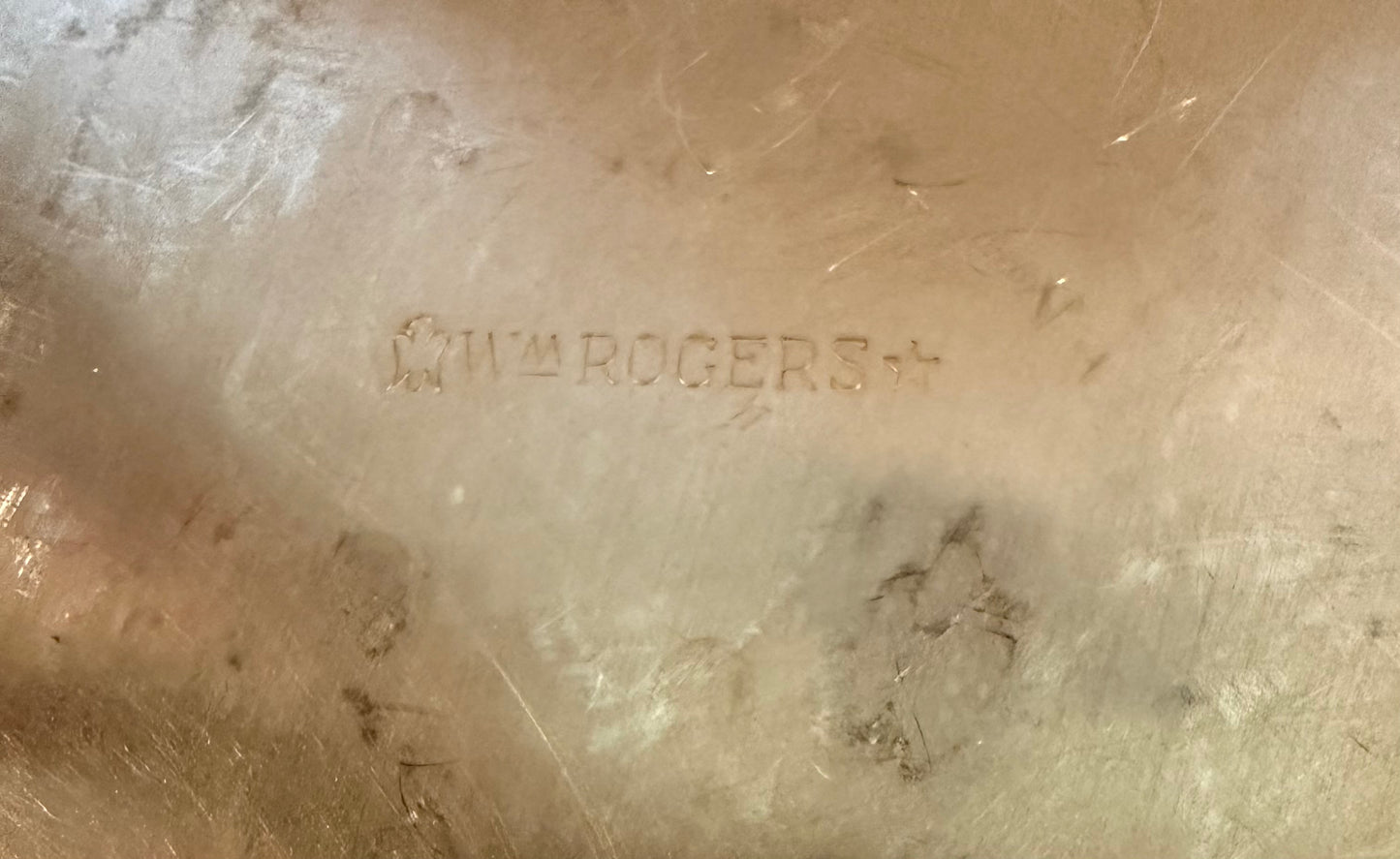 Wm Rogers Silverplate Vintage Heavy Serving Tray – 13” Round Etched Floral Scalloped Platter