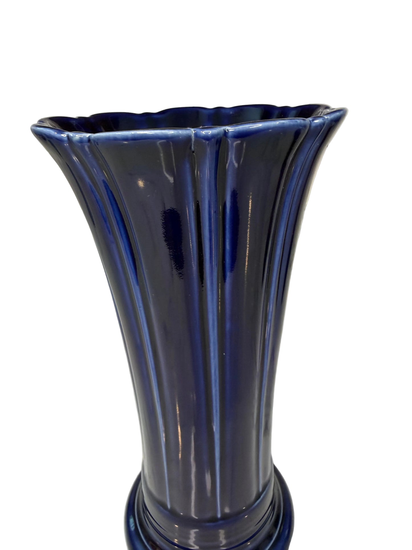 Fiestaware “Cobalt” Medium Fluted Vase – Art Deco – Homer Laughlin USA