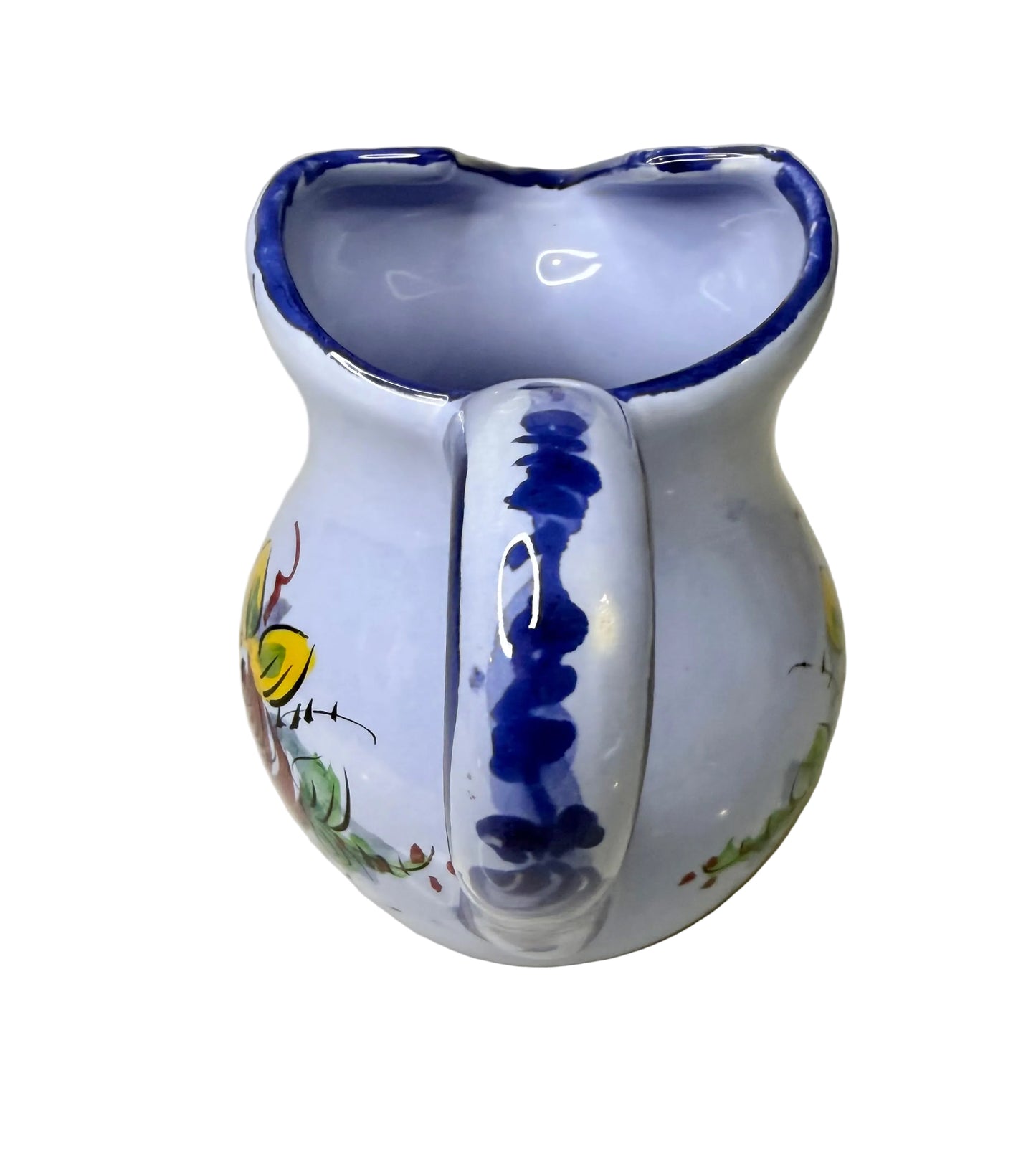 Hand-Painted Portuguese Ceramic Pitcher – Periwinkle Floral | Alcobaça Style
