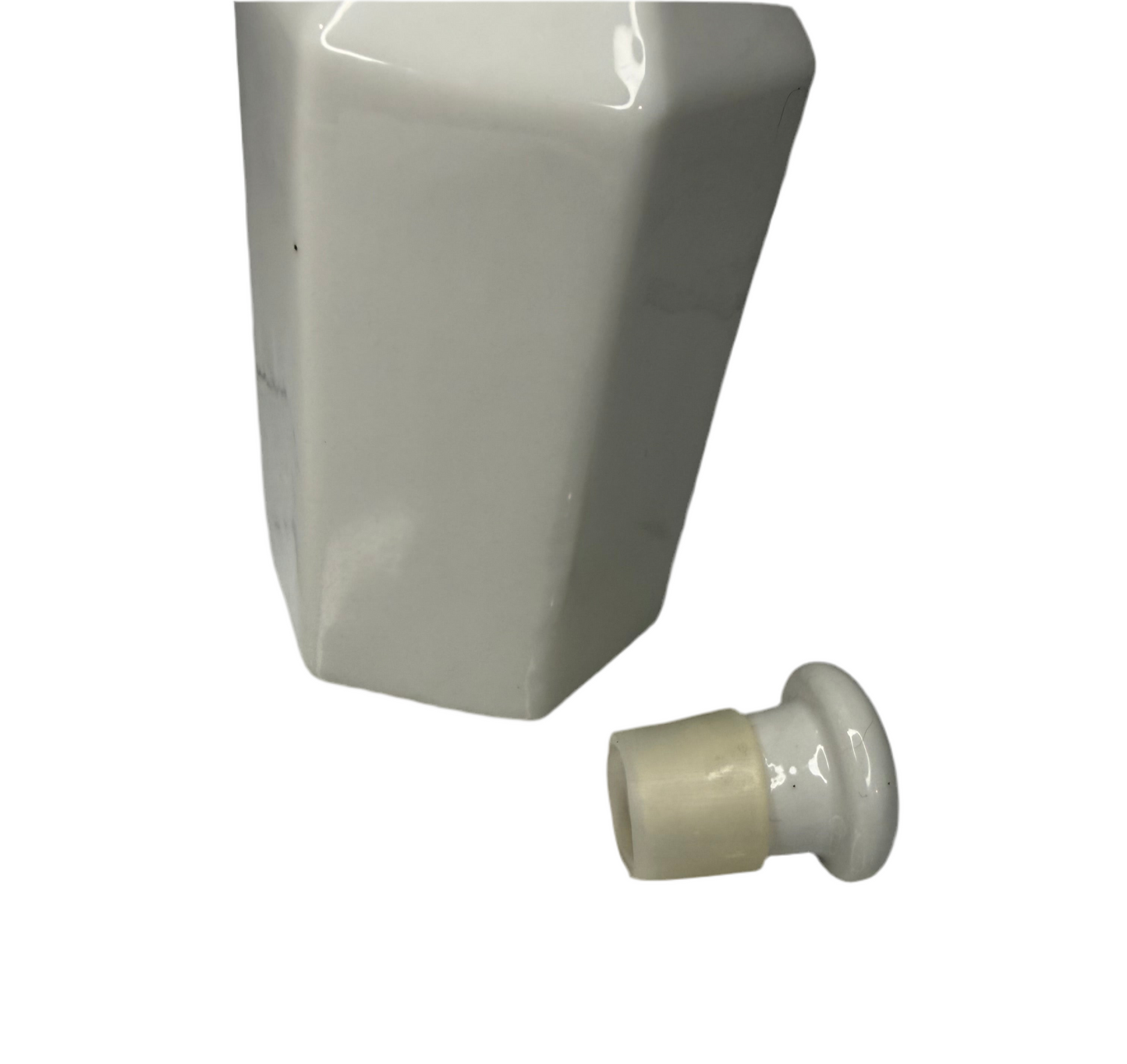 Vintage Xcell White Ceramic Cruet with Stopper – Hexagonal Oil/Vinegar Bottle