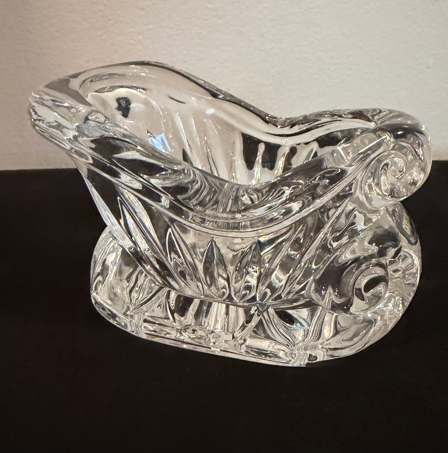 24% Lead Crystal Vintage Christmas Sleigh – Holiday Candy Dish / Votive Holder