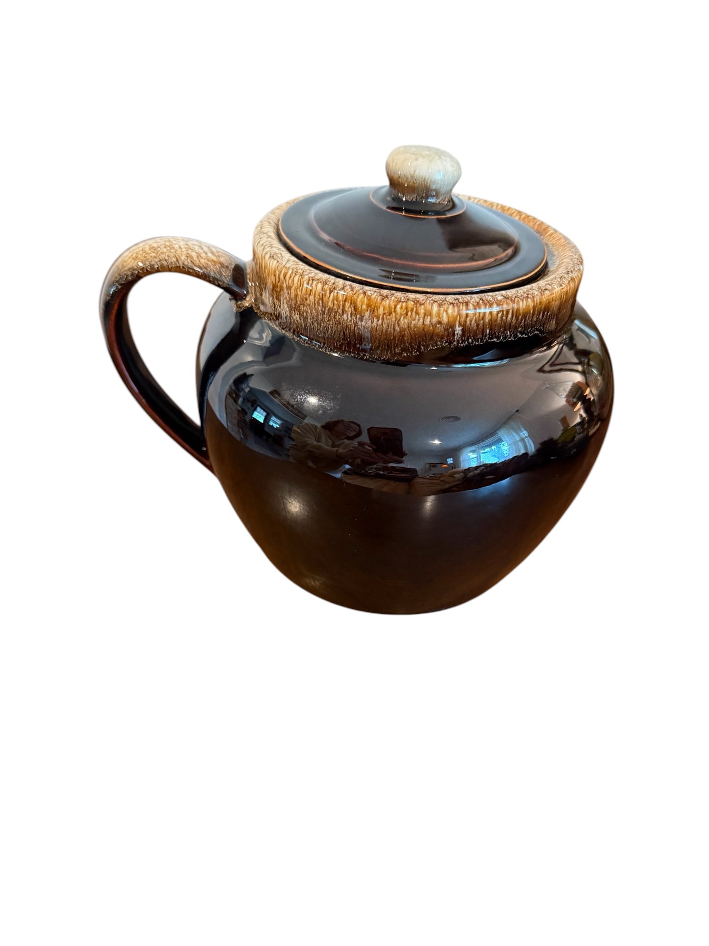 Pfaltzgraff Stoneware Vintage Bean Pot – Mold #70 Brown Drip | Rustic Farmhouse Crock with Lid