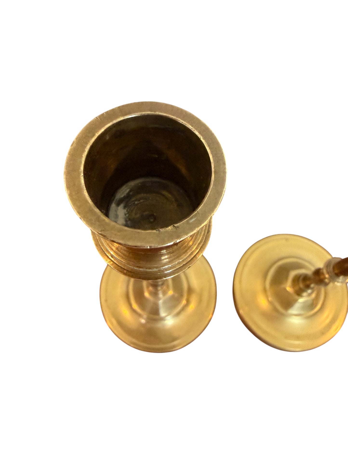 Brass Candlestick Holders – Pair | Dainty Multi-Collared Stem Design | Vintage