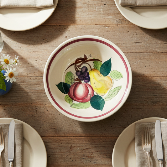 Trimont Ware Vintage Hand-Painted Fruit Motif Serving Bowl