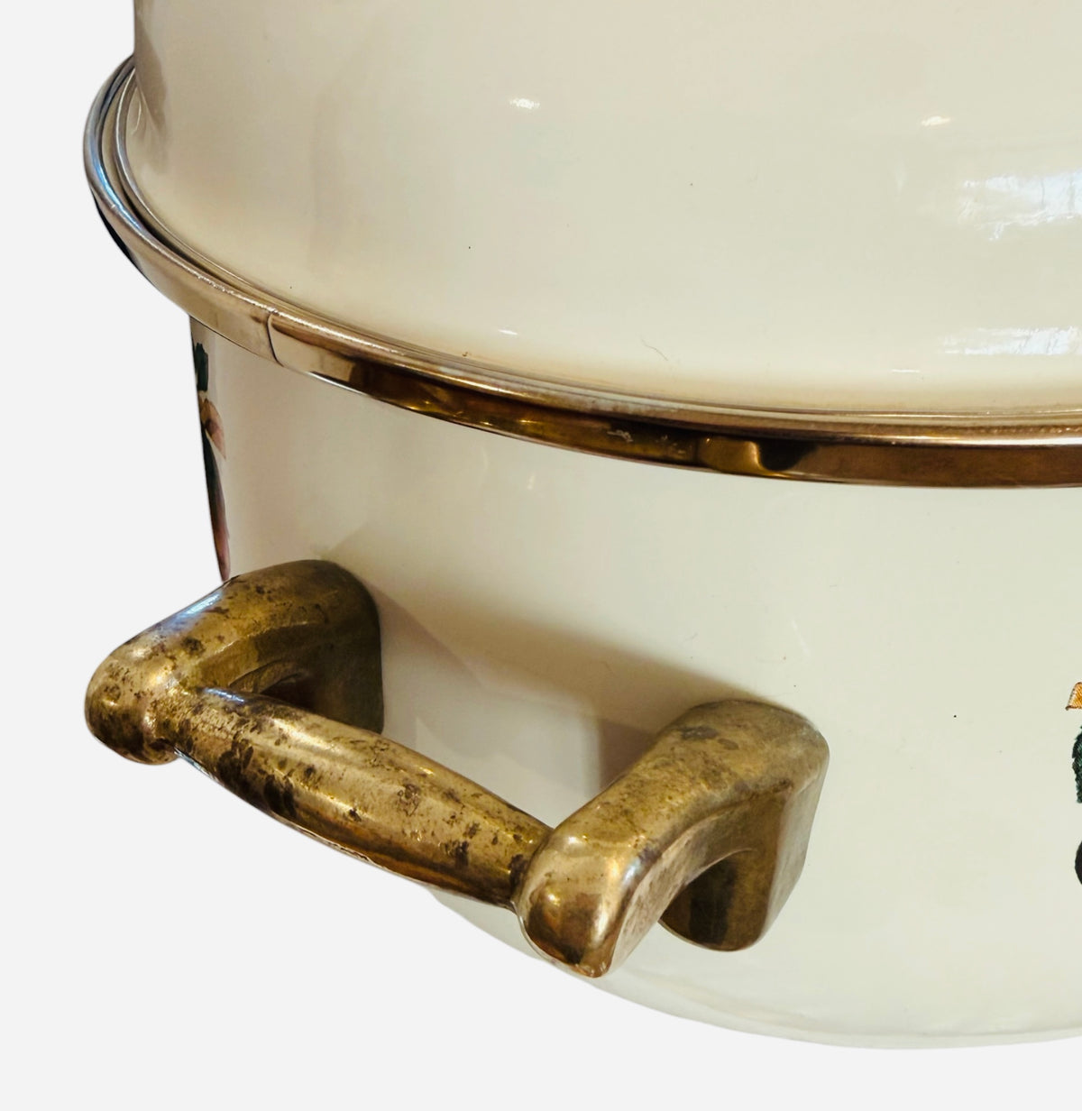 Kensington Garden Large 8-Quart Vintage Enamelware Dutch Oven Stock Pot – Fruit Garland Design