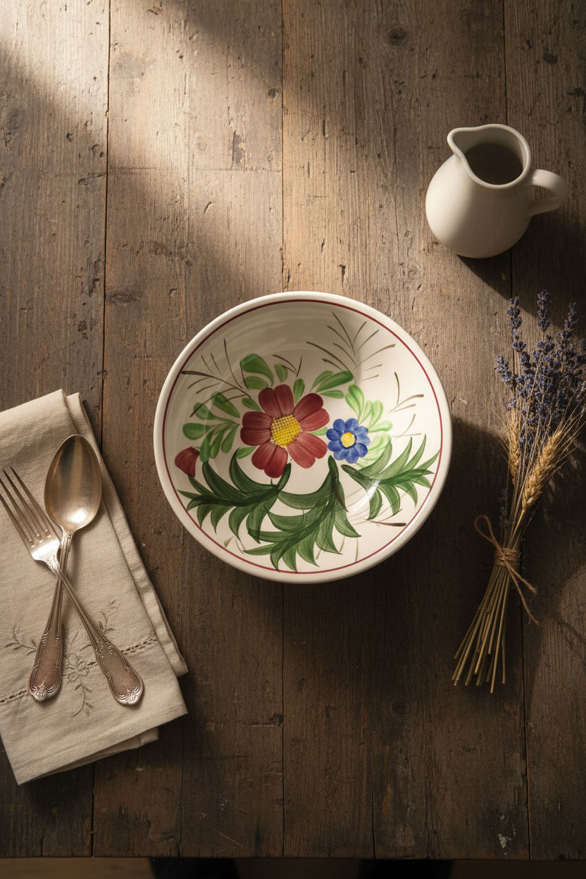 Hand-Painted Ironstone Serving Bowl – Floral Japan Import (S.S. Crown)