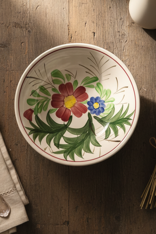 Hand-Painted Ironstone Serving Bowl – Floral Japan Import (S.S. Crown)