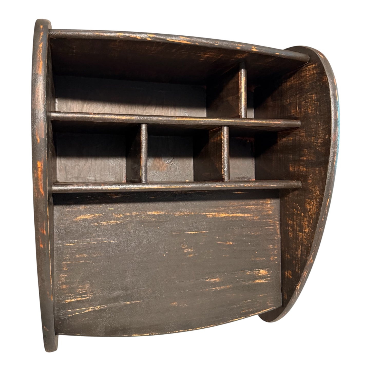 Farmhouse Vintage-Style Wooden Kitchen Organizer Caddy with Drawer | Rustic Primitive Storage