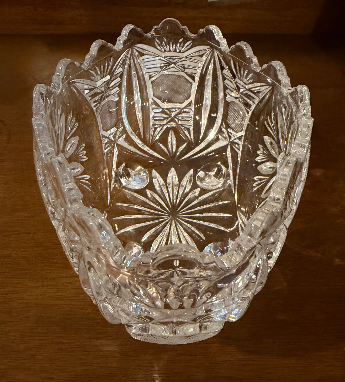 Lausitzer Crystal 4-Footed Etched Floral Bowl