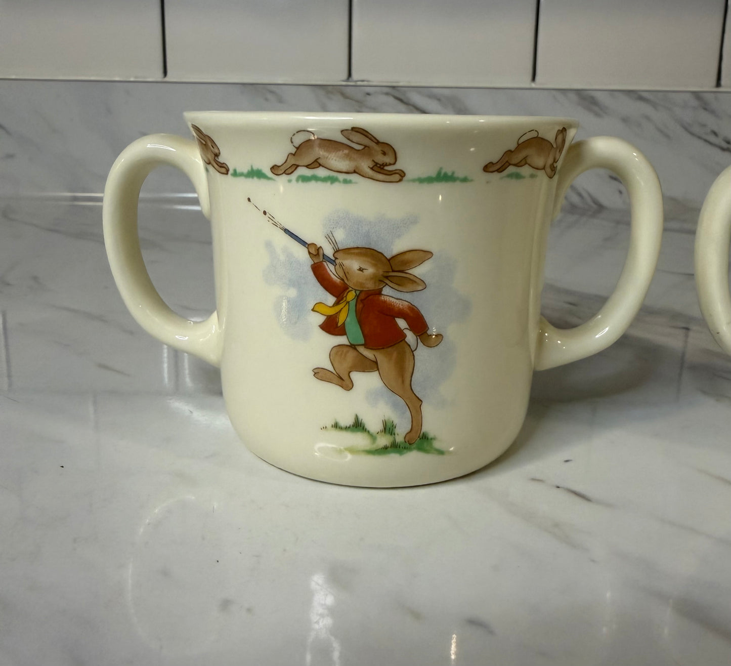 Set of 2 Royal Doulton Bunnykins Mugs — Vintage Children’s Tableware