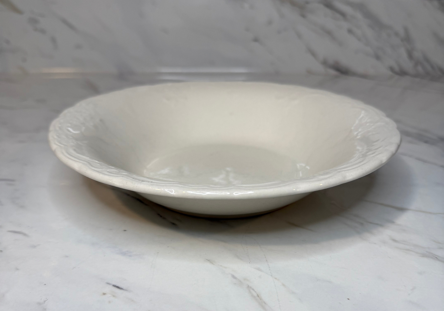 Philippe Richard Versailles White Embossed Bowl | Fleur-de-Lis China | Farmhouse Display