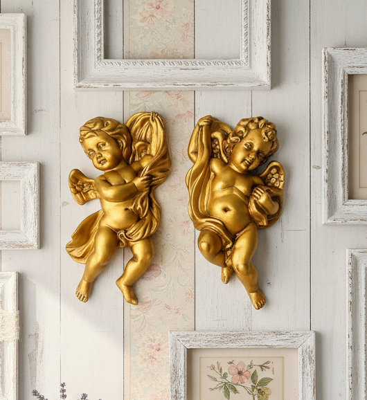 Homco Gold Vintage Wall Cherubs – Mid-Century Hollywood Regency Decor