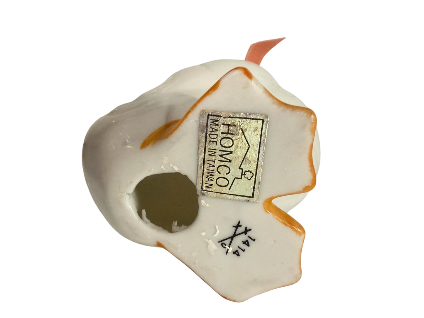 Homco Vintage Ceramic Duck Figurine Pair – Model #1414 | Glossy White with Ribbon Detail