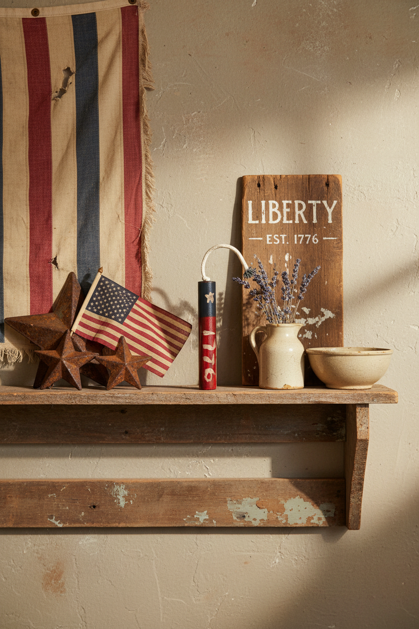 Handcrafted Patriotic Wooden Firecracker Decor – Americana Shelf Accent – Made by Flea & Frame