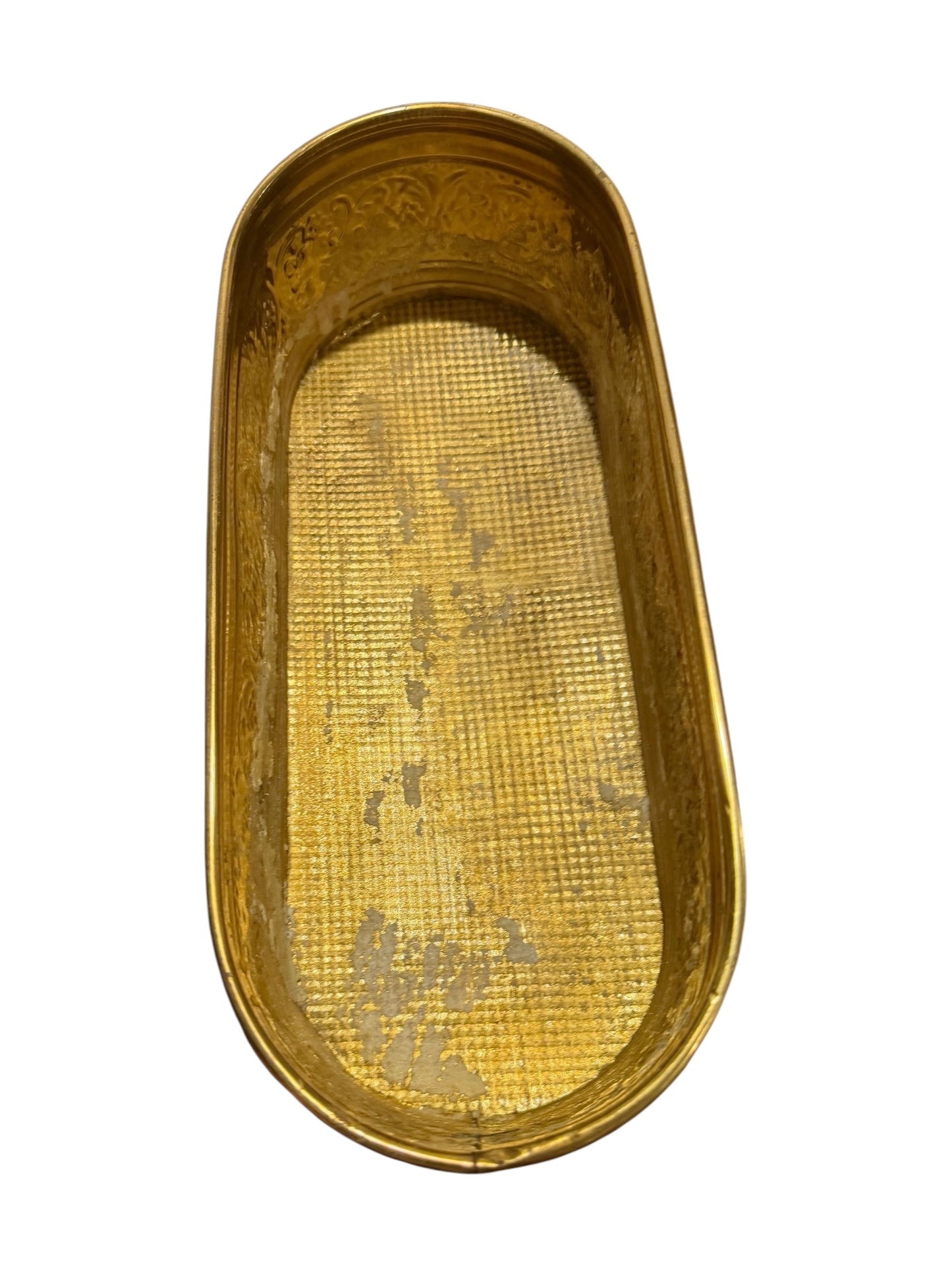Large Embossed Vintage Brass Cachepot Planter | Window Sill Planter