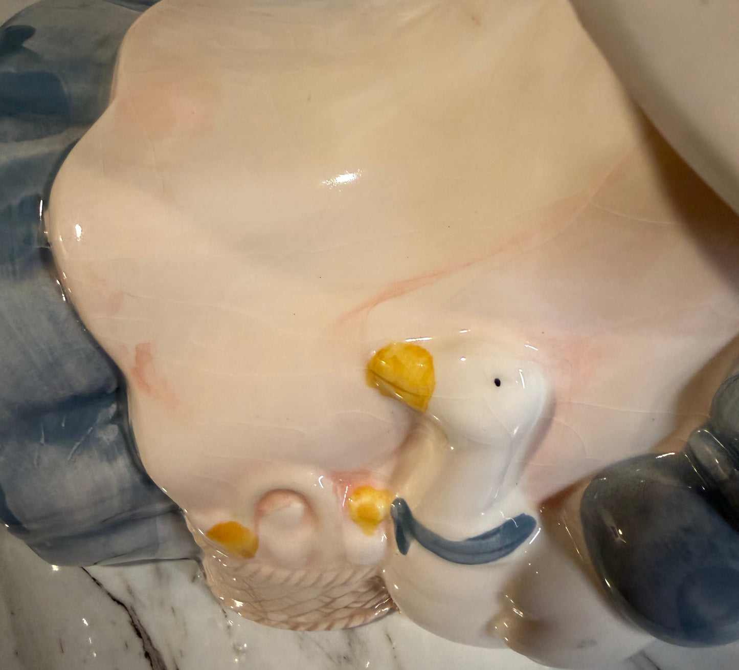 Vintage 80’s Cottagecore Girl and Goose Ceramic Cookie Jar