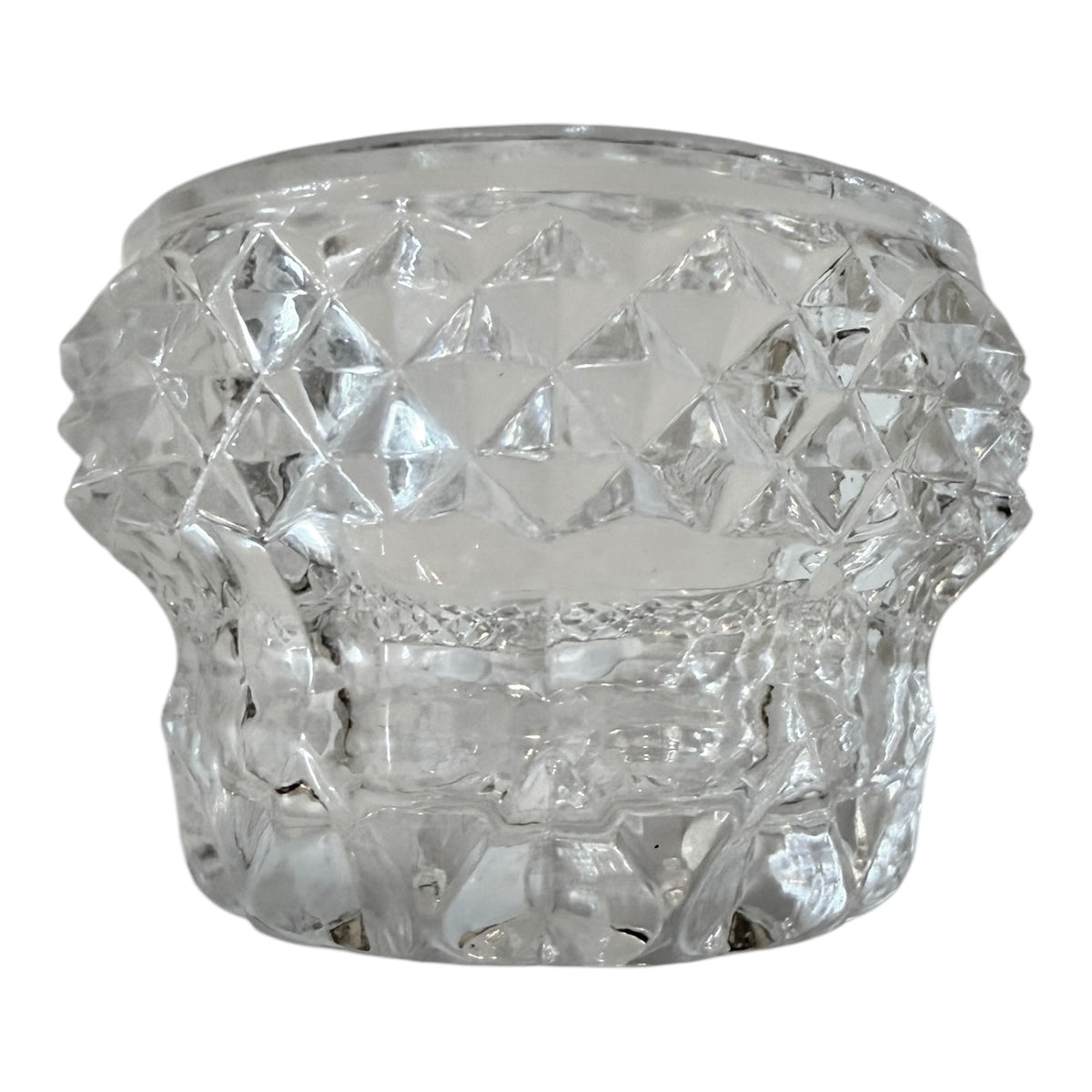 German Lead Crystal Vintage Open Salt Cellar – Diamond Point Cut Salt Dip Dish