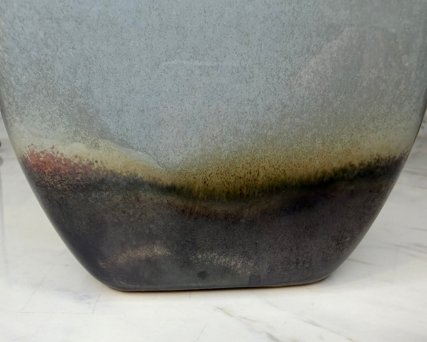 Vintage Art Nouveau Style Ceramic Vase – Blue to White Ombre Glaze