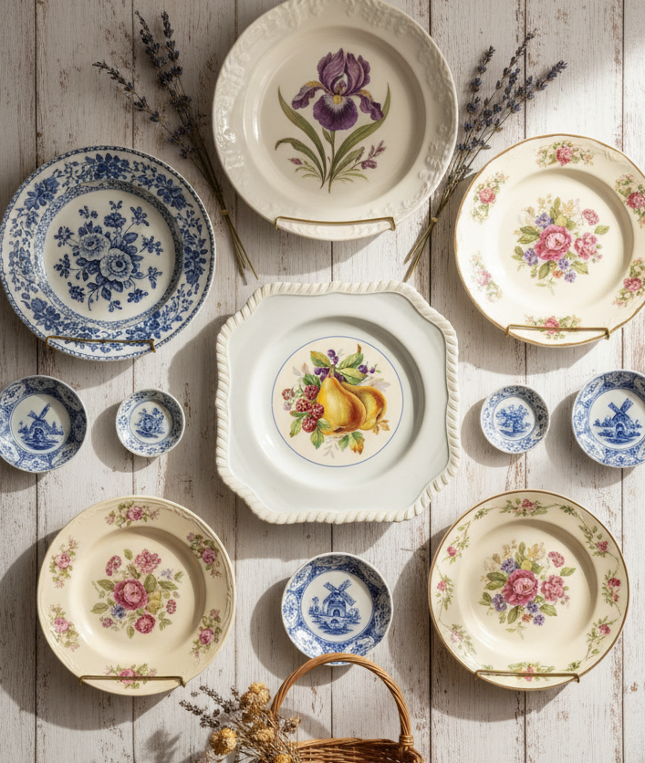 Johnson Brothers “California” Vintage Square Salad Plate – Pear & Berry Pattern (Wall Hanging Ready)