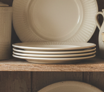 White English Ironstone | Vintage Johnson Brothers Athena Ironstone Dessert Plate  | Shelf Stacker