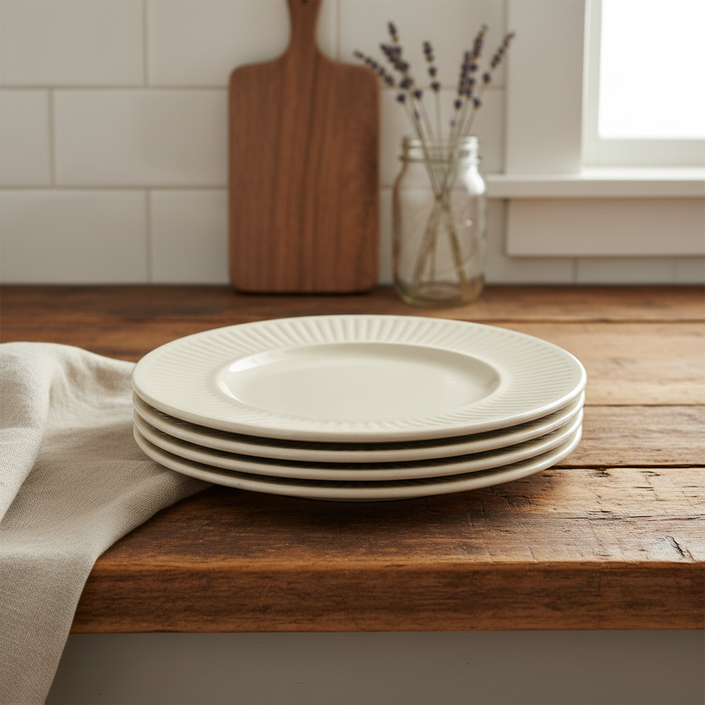 White English Ironstone | Vintage Johnson Brothers Athena Ironstone Dessert Plate  | Shelf Stacker