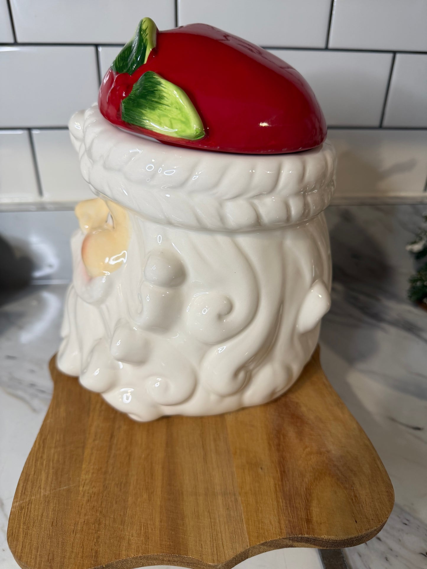 Vintage-Style Ceramic Santa Claus Cookie Jar “Winking Santa” — Sleigh Bell Bistro
